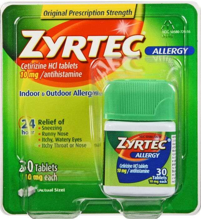Viên uống chống dị ứng Zyrtec 10mg Tablets 30ct