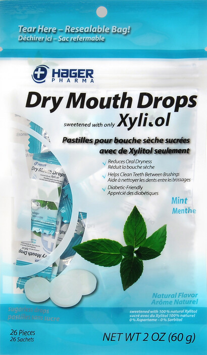 Hager Dry Mouth Drops Mint 2oz