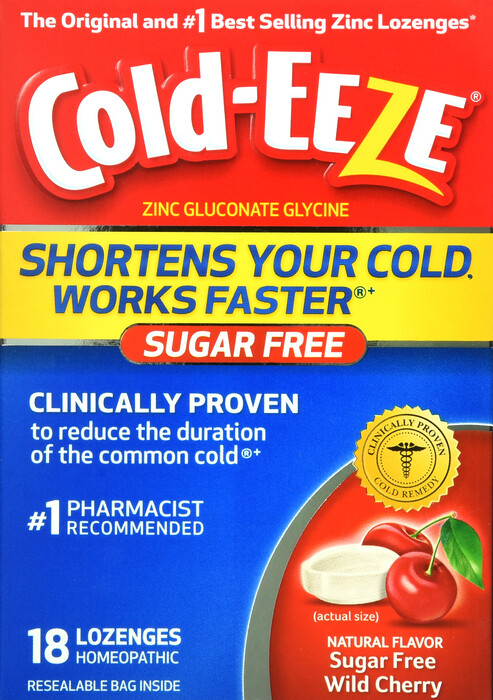 Kẹo Trị cảm cúm  không đường Cold-EEZE Cold Remedy Lozenges Sugar Free Cherry Flavor, 18ct
