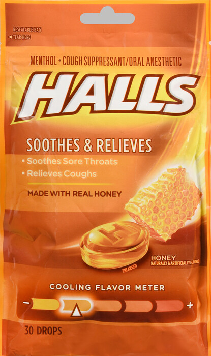 kẹo ho, Halls Honey Cough Drop 30ct