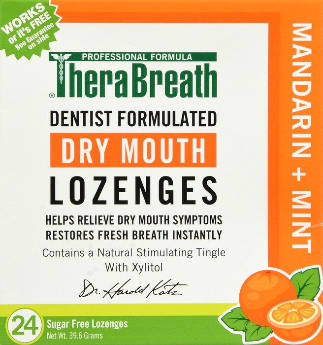 TheraBreath Dry Mouth Lozenges  Mandarin + Mint 24ct