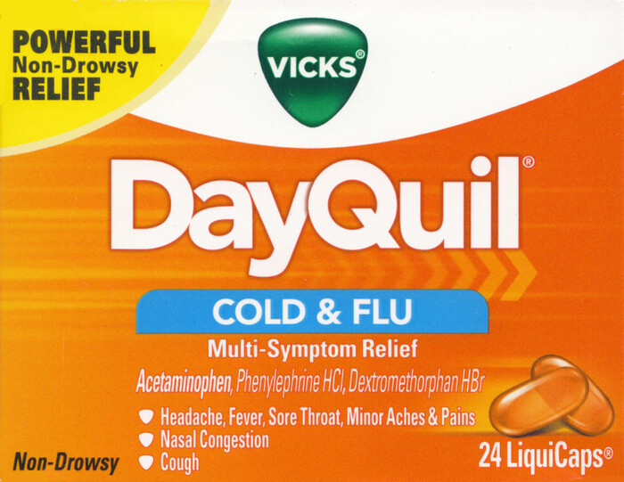 Viên uống cắt cơn ho, cảm DayQuil Cold & Flu Liquid Capsules 24ct