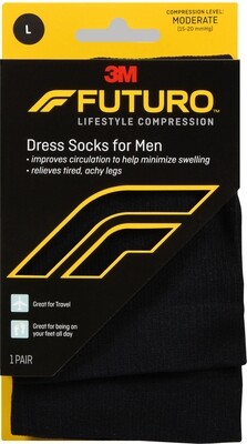Futuro™ Revitalizing Dress Socks for Men, Moderate 15–20mmHG, Black Large