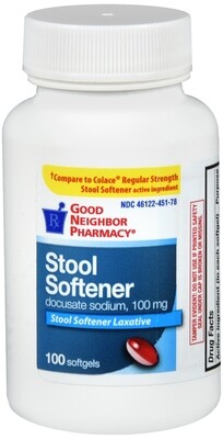 Viên uống nhuận tràng chống táo bón, GNP Stool Softener, 100mg Softgel, 100ct