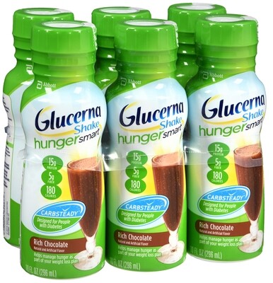 Sữa dành cho người bệnh tiểu đường sô cô la, Glucerna Hunger Smart Liquid 6x10oz (CHOCOLATE)