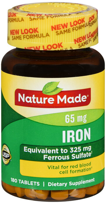 Viên bổ sung sắt , Nature Made Iron 65mg Tablets 180ct