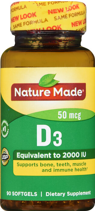Viên uống bổ sung Vitamin D3, Nature Made Vitamin D 2000IU Soft Gels 90ct