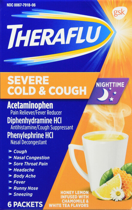 Trị cảm và ho Theraflu Severe Cold & Cough Powder 6 gói