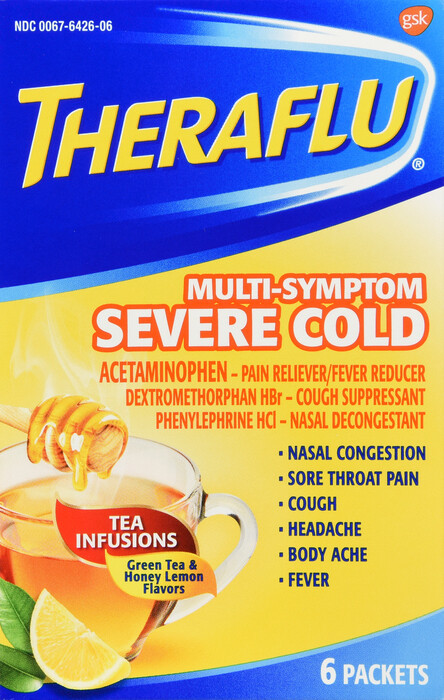 Trị cảm cúm Theraflu Sever Cold Lipton Powder 6ct
