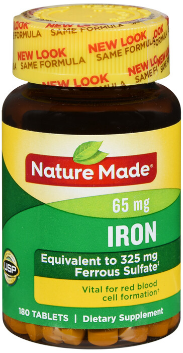 Viên bổ sung sắt , Nature Made Iron 65mg Tablets 180ct