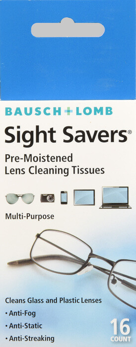 Khăn giấy lau mắt kính, Sight Savers Pre-moistened Lens Cleaning Tissues, 16ct