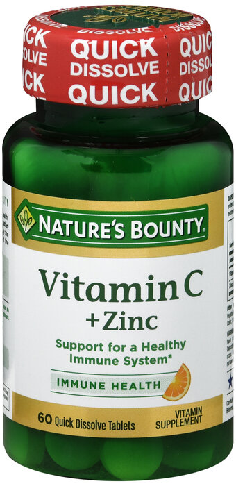 Viên uống bổ sung chất kẽm + Vitamin C, Nature's Bounty Vitamin C + Zinc Tablet 60ct