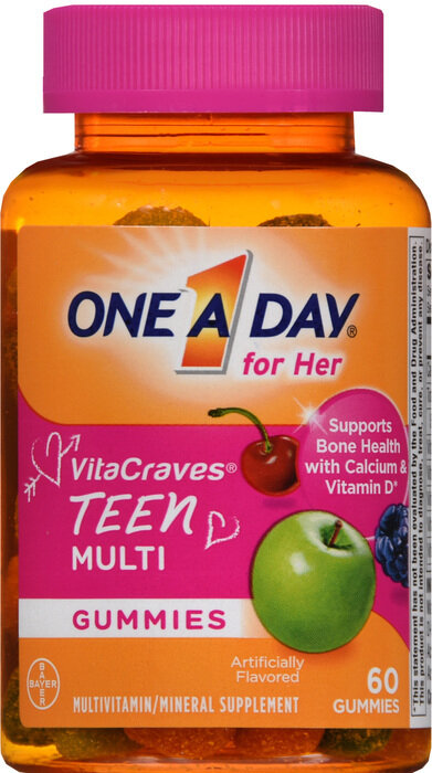 Vitamin One A Day cho teen nữ, One-A-Day Multi-vitamin Teen for Her Gummy 60ct
