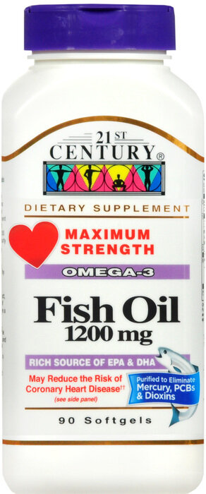 Dầu cá, 21st Century Fish Oil Soft Gel 1200mg 90ct