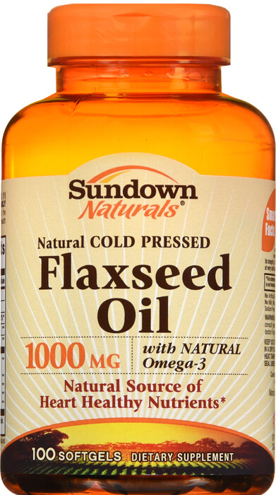 Viên uống dầu hạt lanh, Sundown Flaxseed Oil 100mg Soft Gels 100ct