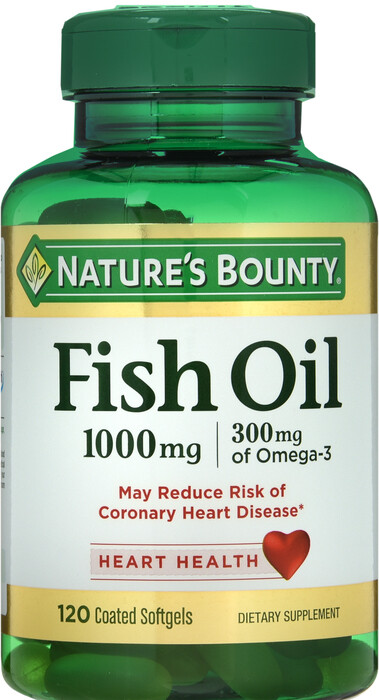Viên uống dầu cá trợ tim, sáng mắt, Nature's Bounty Fish Oil 1000mg Soft Gels 120ct