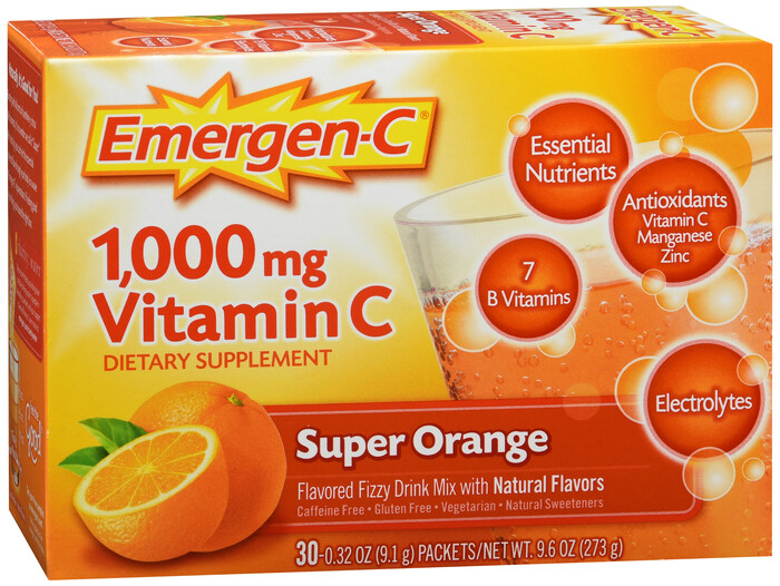 Bột sủi C tăng đề kháng 30 gói,Emergen-C Vitamin C 1000mg Orange 30 Packets