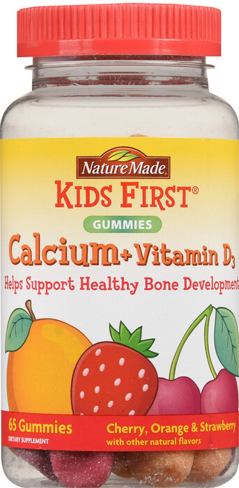 Kẹo bổ sung Canxi cho trẻ em, Kids First Calcium + D3 Gummy 65Ct
