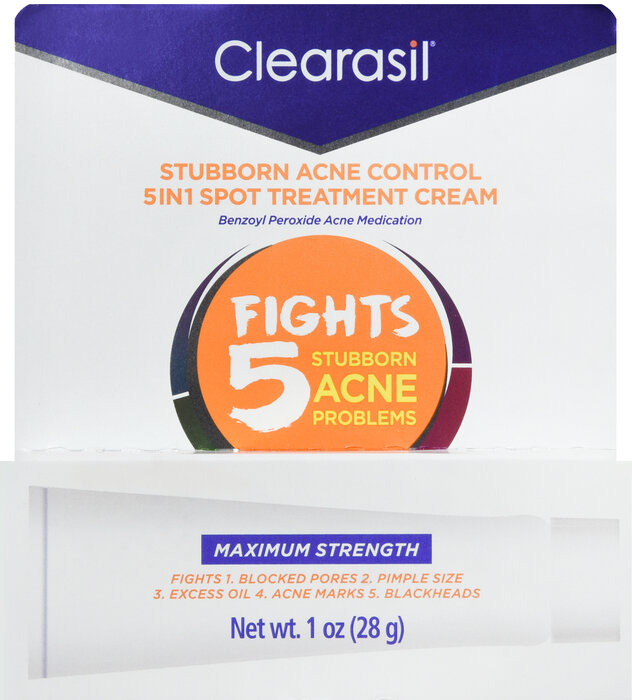 Kem trị mụn, Clearasil Acne Spot Treatment 5in1 Cream 1oz