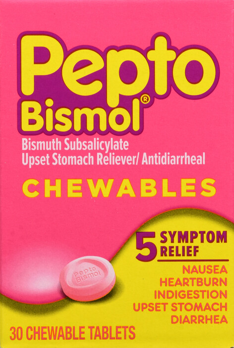 Kẹo ngậm hỗ trợ dạ dày , Pepto Bismol Chewable Tablets 30ct