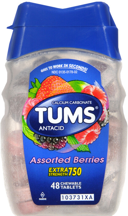 Kẹo ngậm giảm đầy hơi khó tiêu, Tums Tablet Berry 48ct