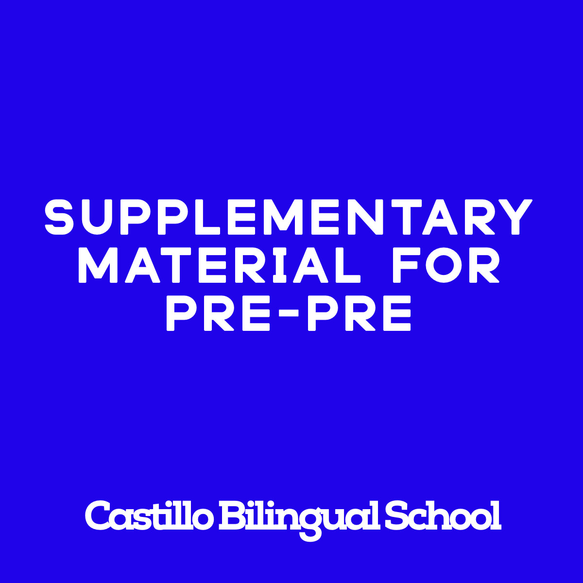 PRE-PRE - SUPPLEMENTARY MATERIAL FOR PRE-PRE - CBS - ISBN MAT-SUP-PP