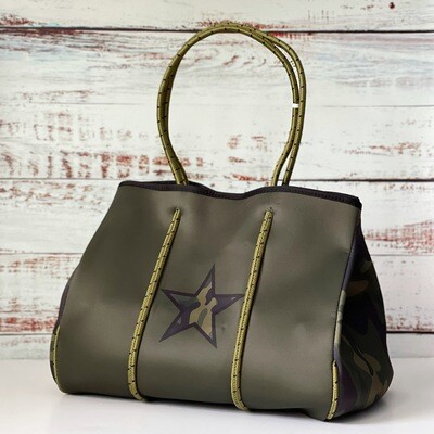 Army Green & Camouflage Neoprene Tote