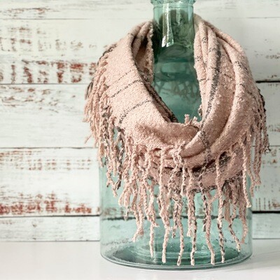 Pale Pink & Grey Infinity Scarf