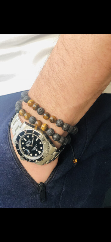 Men's Lava  Stone Beaded Essential Oil Healing  Bracelet
