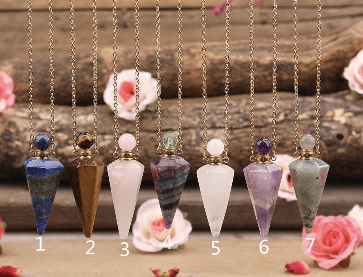 Crystal Essential Oil Pendulum Necklace Crystal Essential Oil Pendulum Necklace