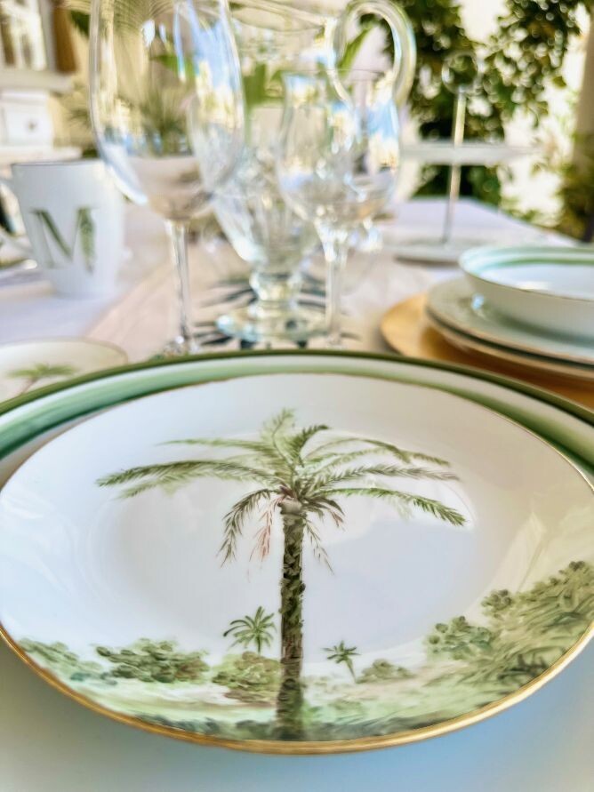 Assiette dessert. PALM COLLECTION. Peinte à la main