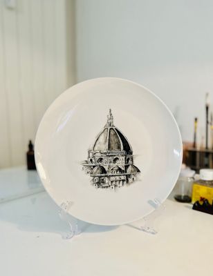 SANTA MARIA DEL FIORE. Assiette. CUPULAS COLLECTION.Peinte à la main