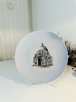 SANTA MARIA DEL SALUTE. Assiette. CUPULAS COLLECTION. Peinte à la main