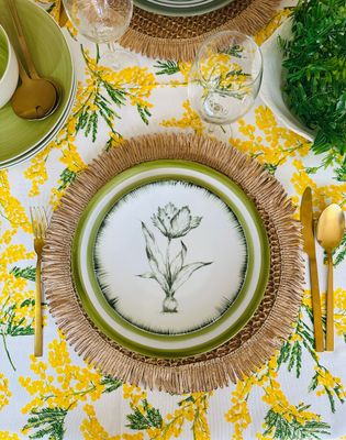 Assiette plate 27 cm ø FLORAL COLLECTION. Peinte à la main
