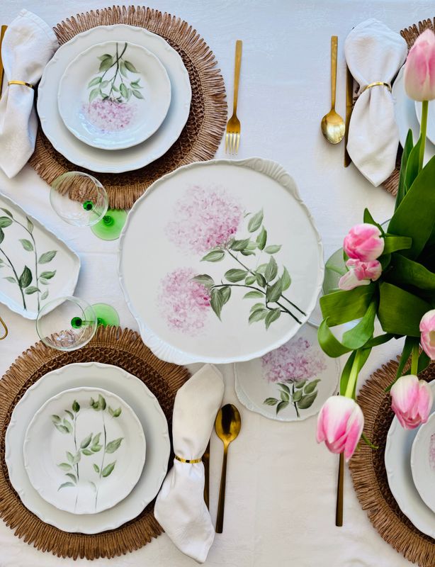Présentoir à gâteaux 30cmø. PRIMAVERA COLLECTION.Peinte à la main