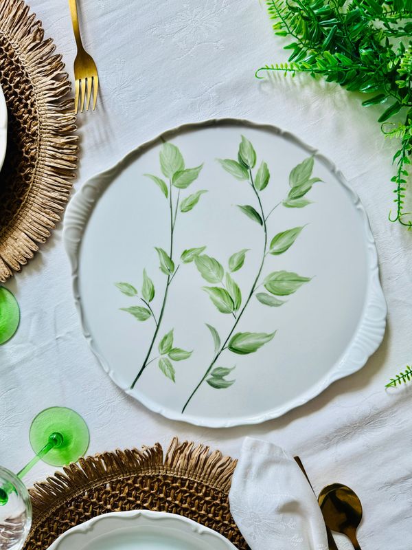 Assiette à tarte 30cmø. PRIMAVERA COLLECTION.Peinte à la main