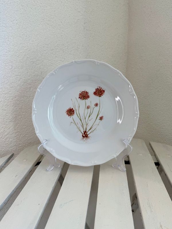 PLATO DE POSTRE 19cm. ALLIUM ROUGE. MORNINGS COLECCION. Pintado a mano