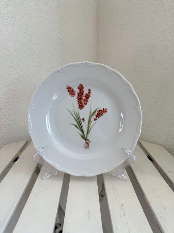 PLATO DE POSTRE 19cm. IXIA ROUGE. MORNINGS COLECCION. Pintado a mano