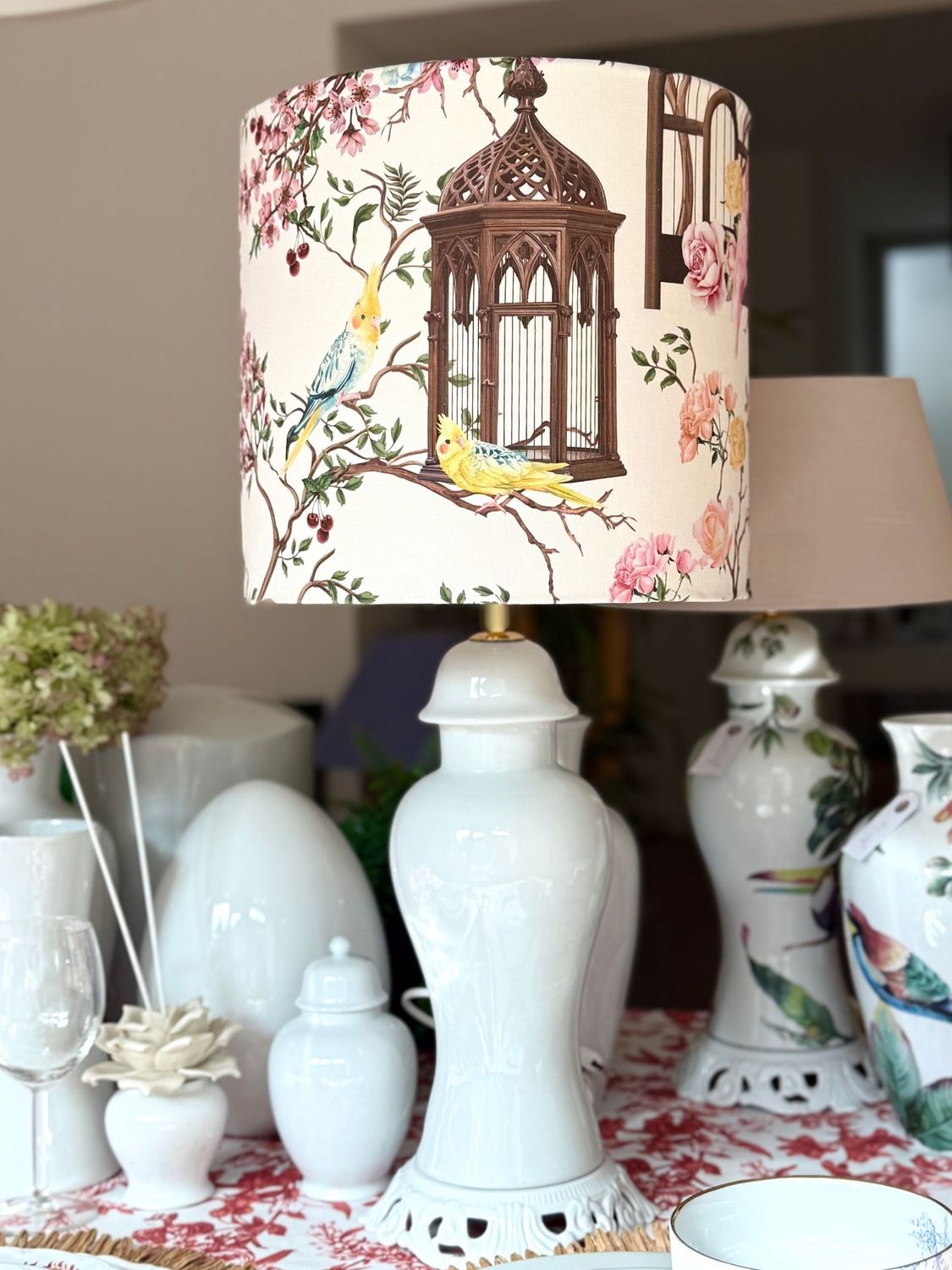 Lampe en porcelaine avec abat-jour EDEN