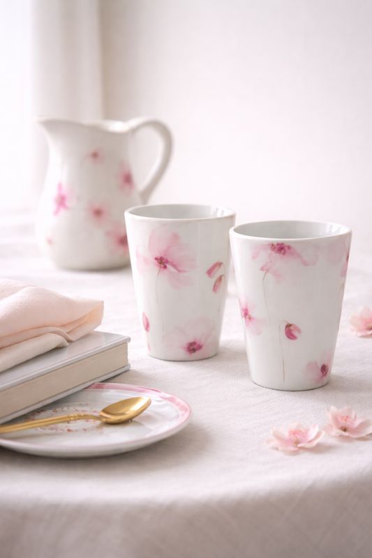 Set de 2 Mugs Fleur Rose 50cl