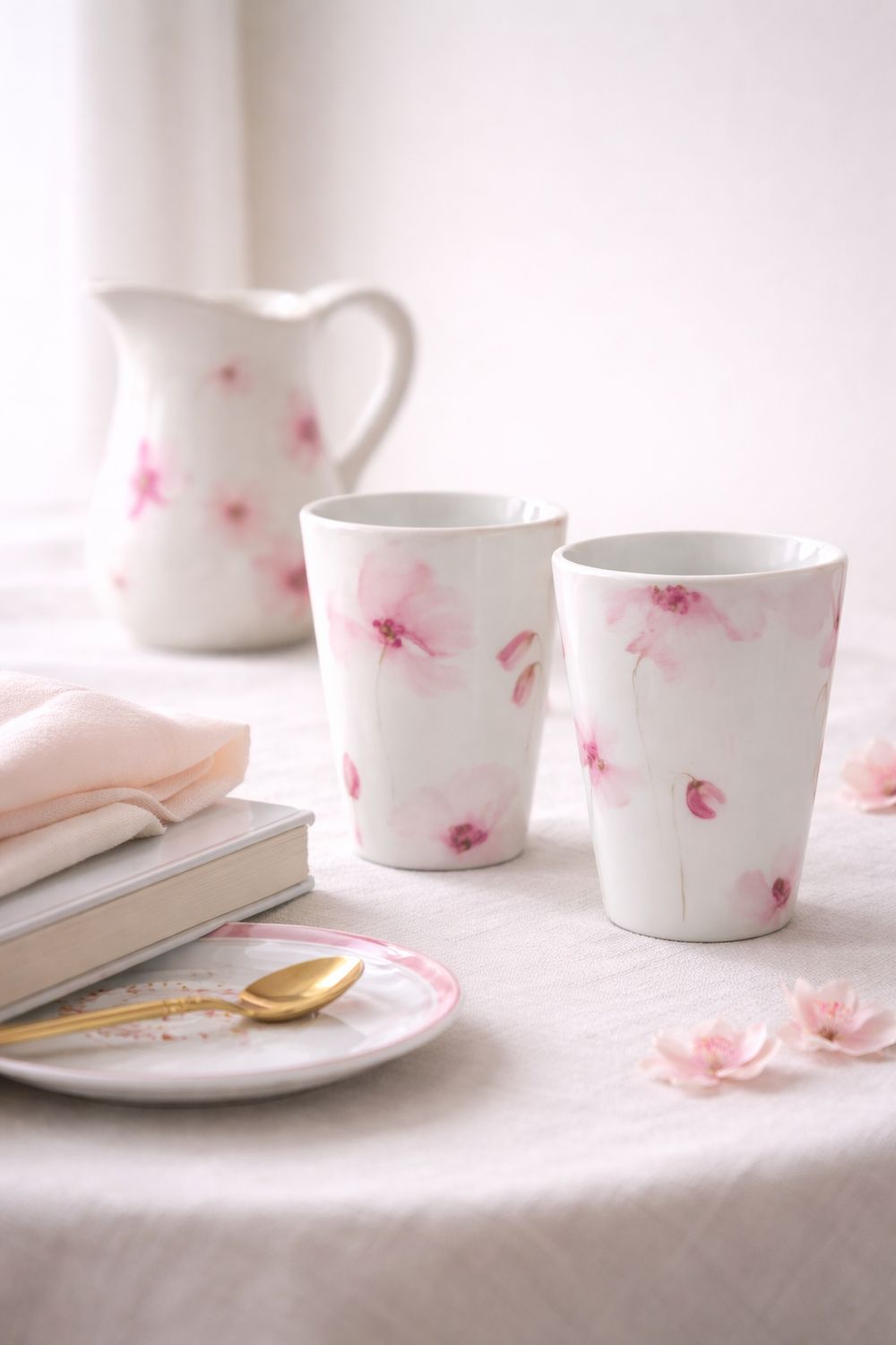 Set de 2 Mugs Fleur Rose 50cl