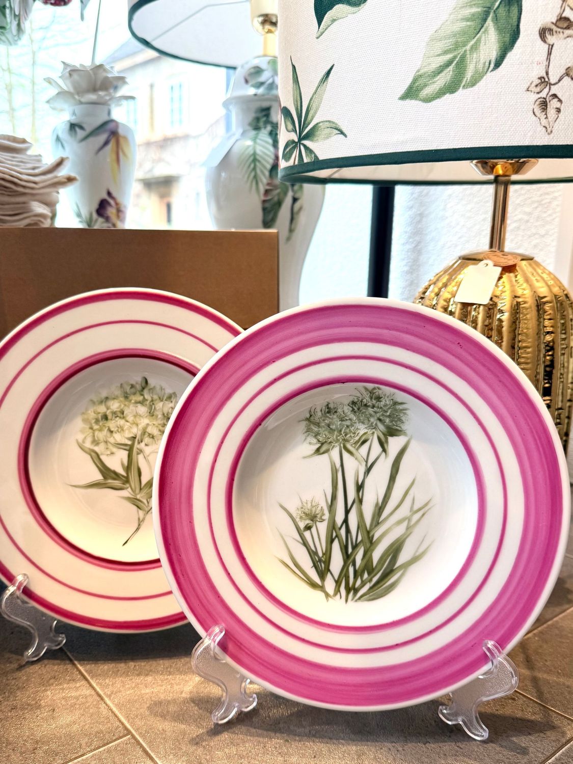 Set de 4 Assiettes à Dessert Fleur Rose 21cm