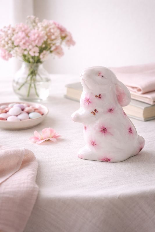 Lapin Fleur Rose 18cm