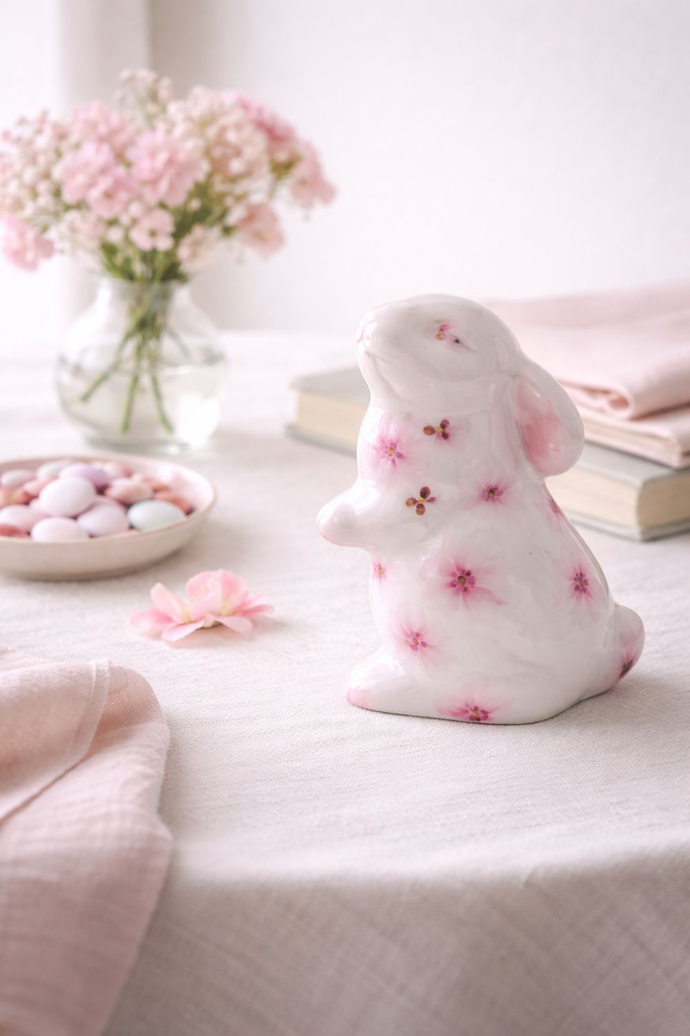 Lapin Fleur Rose 18cm