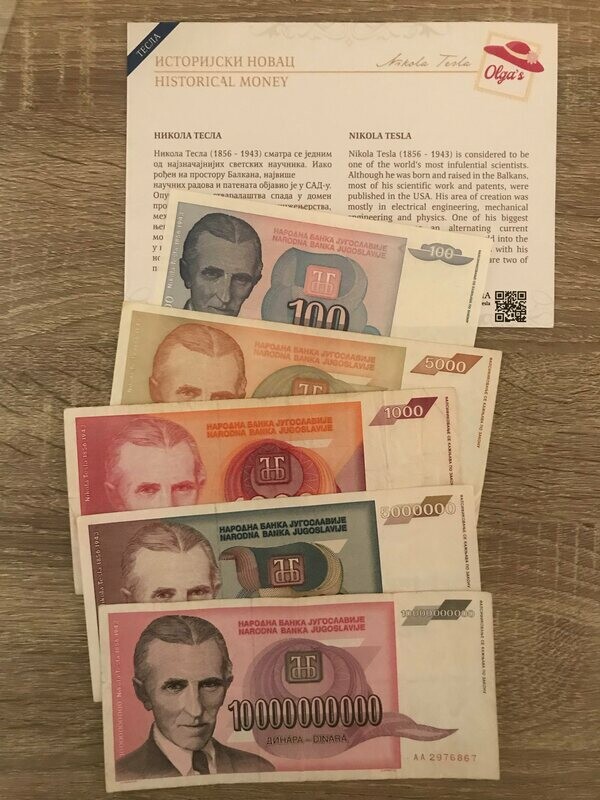 Tesla Banknotes Set - Yugoslavia