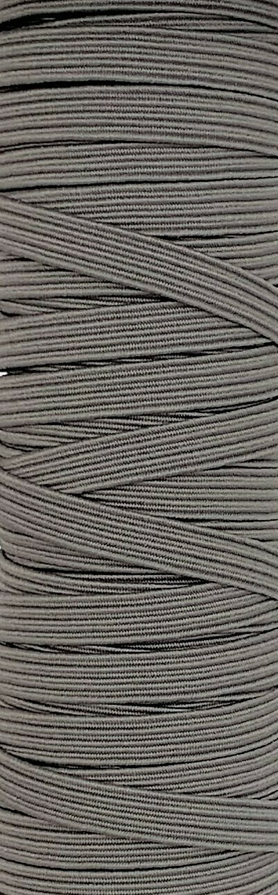 Grey - 1/4 inch - 6mm Braided Elastic