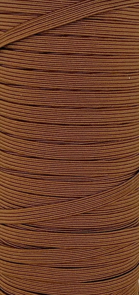 Brown - 1/4 inch - 6mm Braided Elastic
