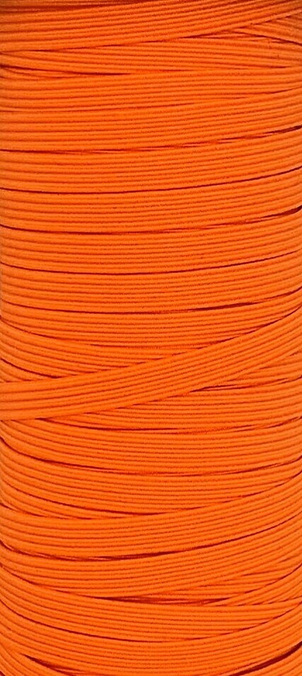 Orange - 1/4 inch - 6mm Braided Elastic
