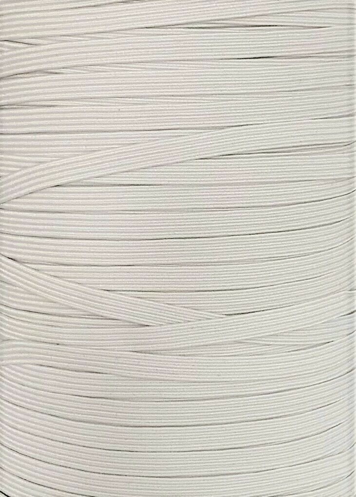 White - 1/4 inch - 6mm Braided Elastic