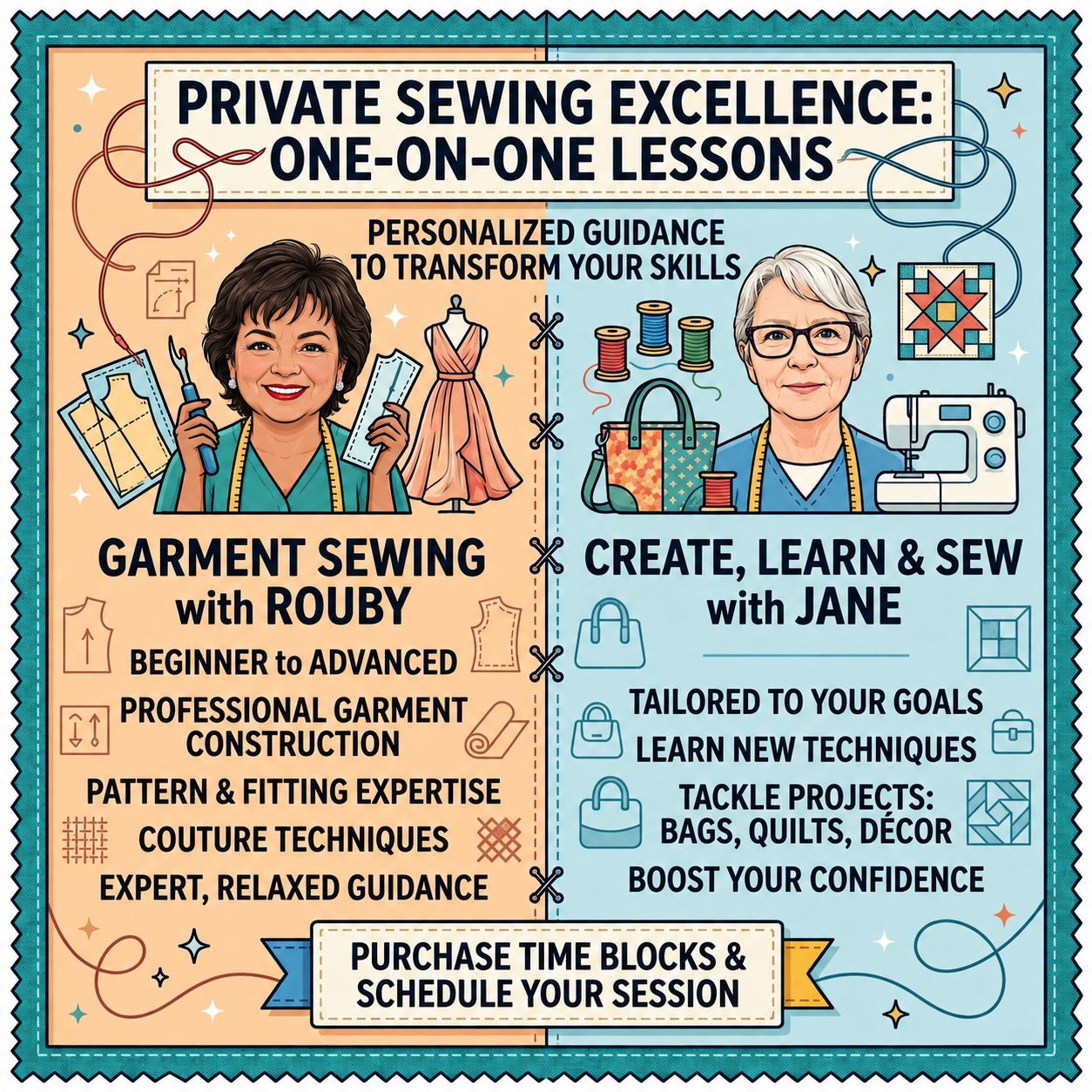 PRIVATE SEWING SESSIONS (min 3 hr)